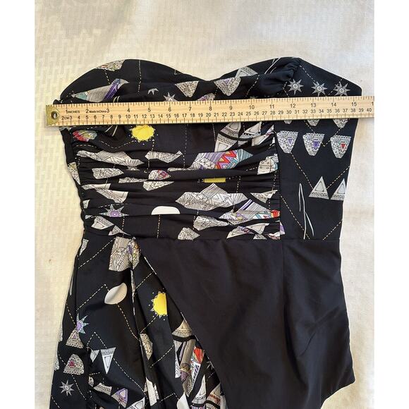 Mara Hoffman Black Multicolor One Shoulder Cocktail Mini Dress Size 4 - Picture 6 of 9